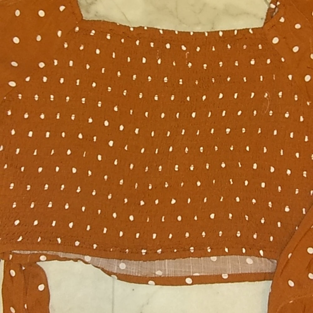 Aeropostale tie on long sleeve cropped blouse. - Picture 9 of 11